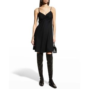 NEW Vince $375 Black Wool-Blend Ruched Cami Dress Size Small (S)